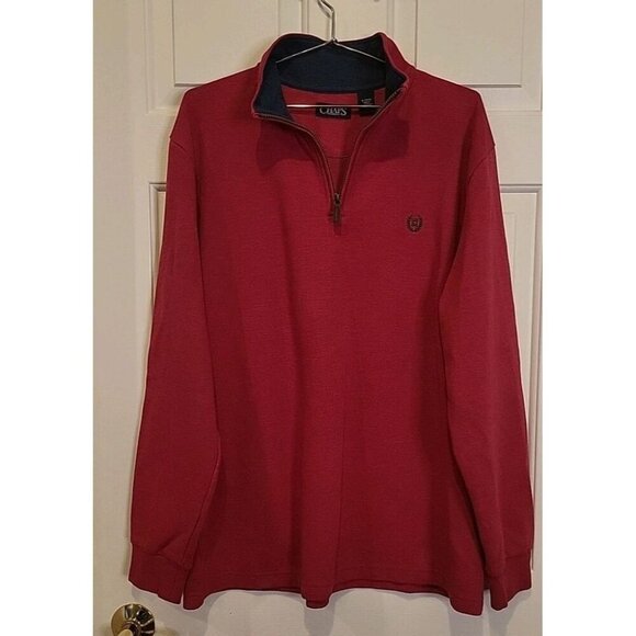 Chaps Sport Red Quarter Zip Pullover Sweatshirt Mens XL Red Heather Long Sleeve - Picture 1 of 11